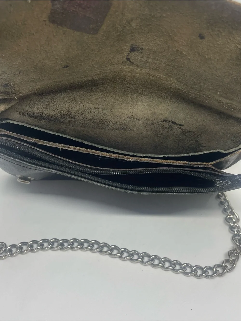 Vintage Harley Davidson Leather Biker Chain Wallet Eagle Wing Embossed Black